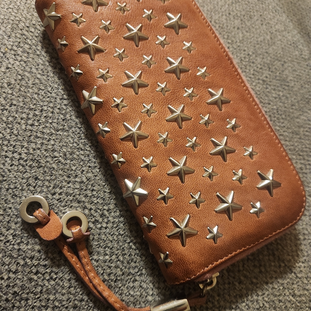 Jimmy Choo Brown Wallet with Silver Star Accents